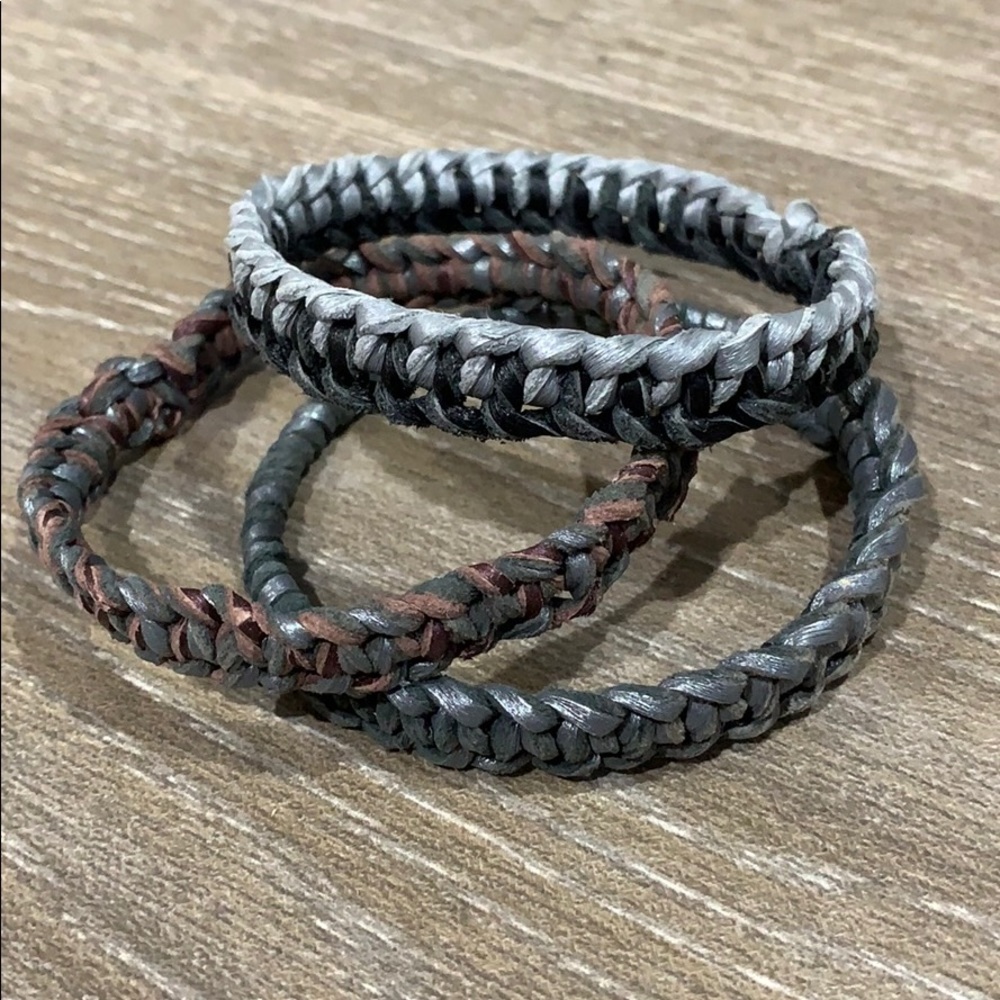 Leather Macrame Bangle Set - Picture 5 of 5